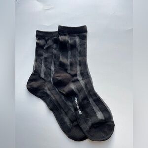 Issey Miyake Striped Black and Gray Socks